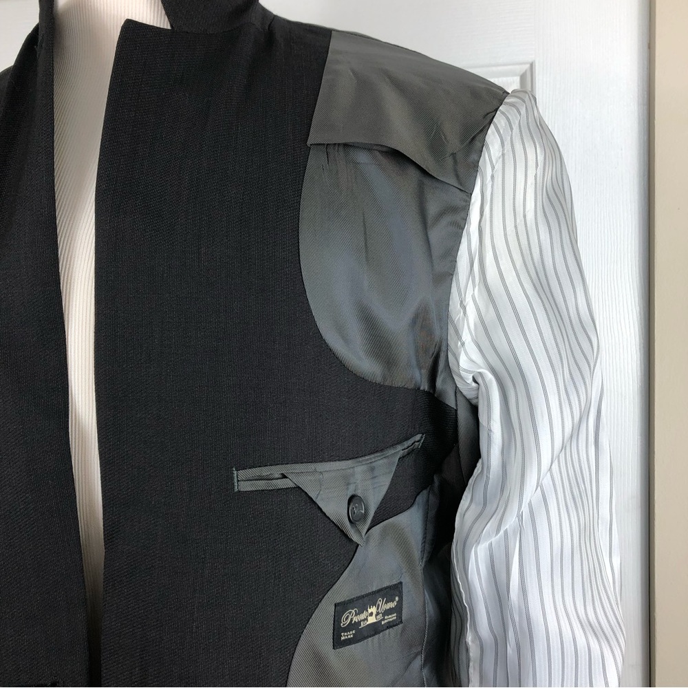 Pronto Uomo 100% wool Sport Coat 40R‎ Blazer Jacket Men’s Dark Gray 2 Button - Picture 6 of 15